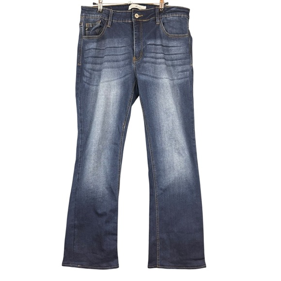 EUC KanCan Women’s Dark Blue High-rise Boot Cut Jeans Sz 32 w/29” inseam - Picture 2 of 12